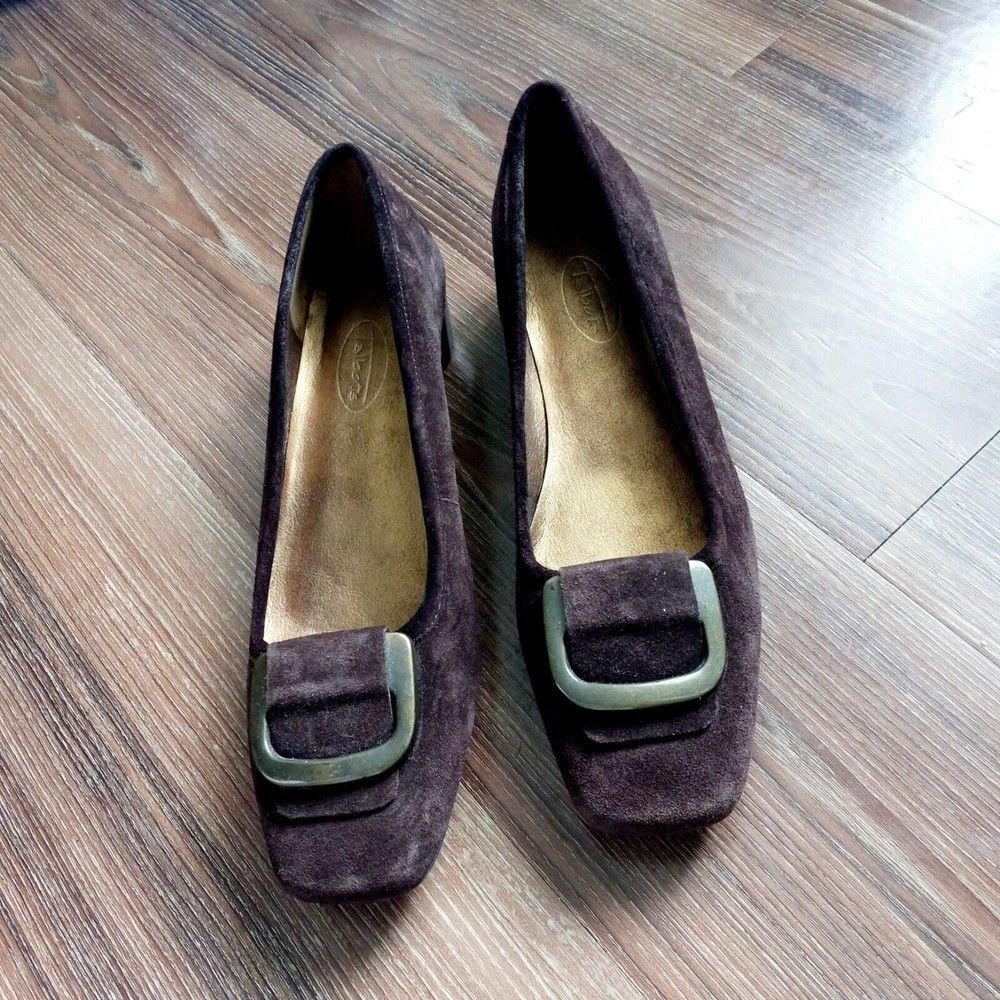 Talbots Women’s Chocolate Brown Suede Buckle Loafers Flats 8.5 M